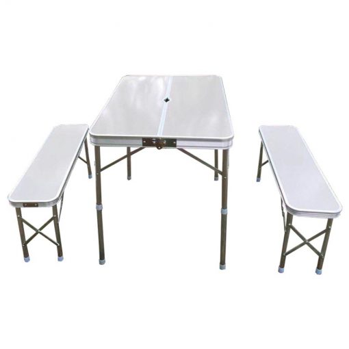 MESA CAMPING ALUMINIO PLEGABLE C/BANCO - ART 1012